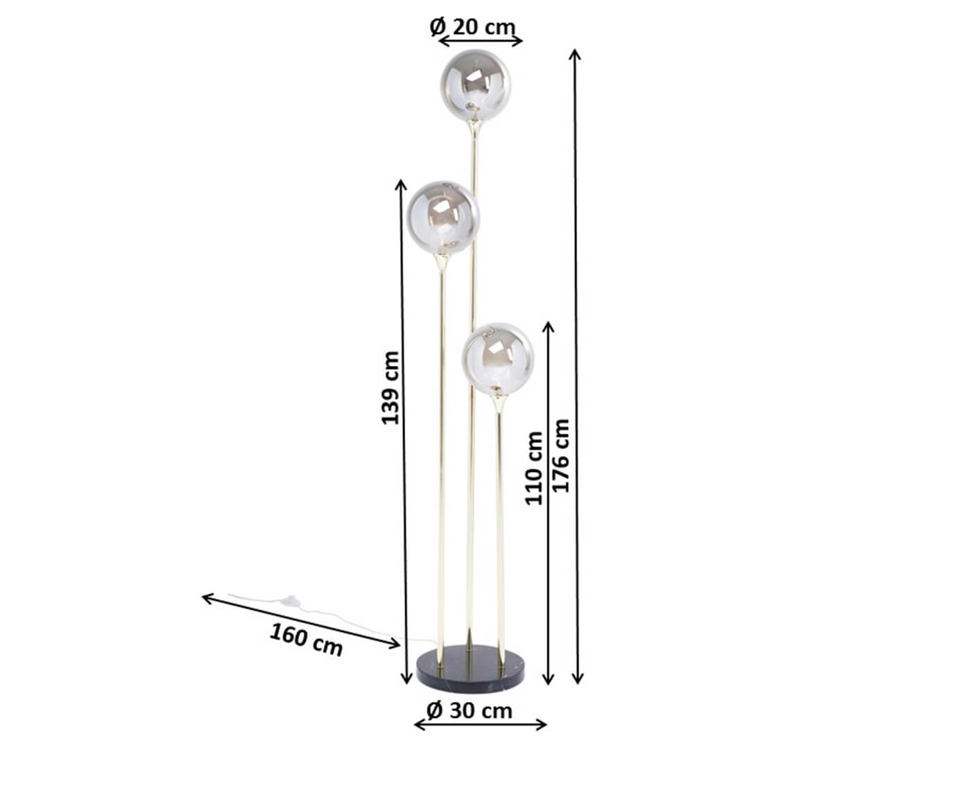Stehlampe Leselampe Stehleuchte Al Capone Tre Gold 176 cm