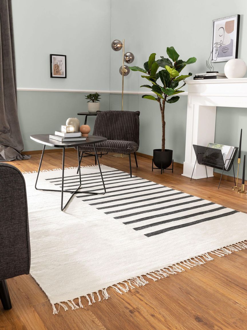 Wollteppich Neo Creame / Anthrazit