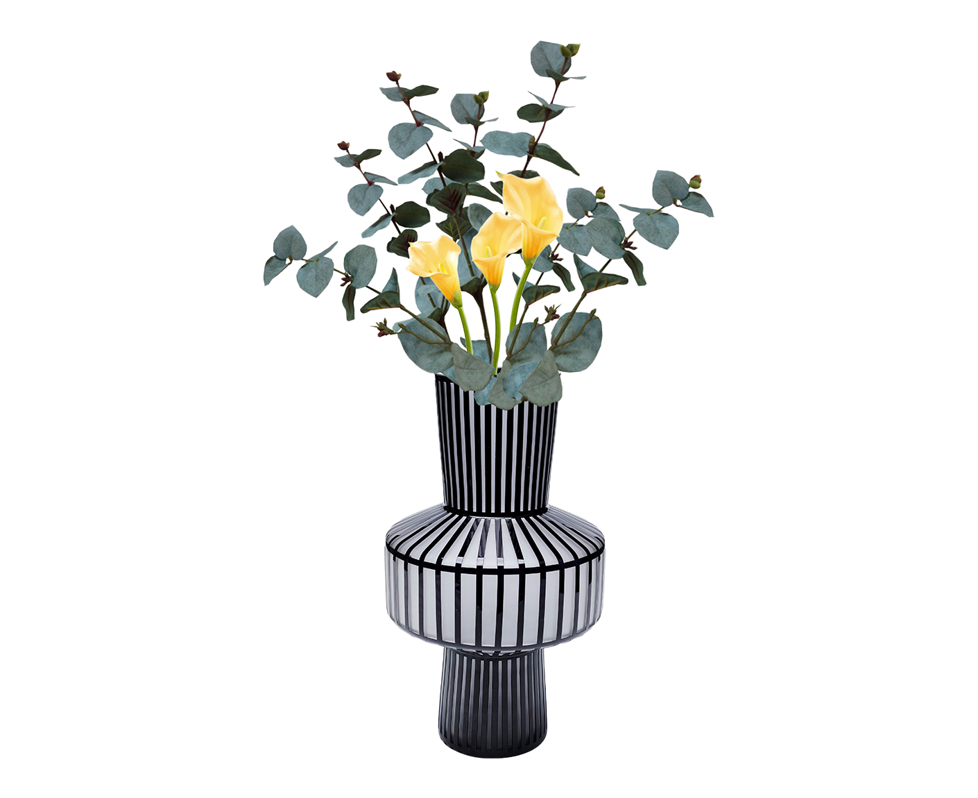 Vase Blumenvase Dekovase Roulette Belly Ø 23,5 cm Hellgrau / Schwarz