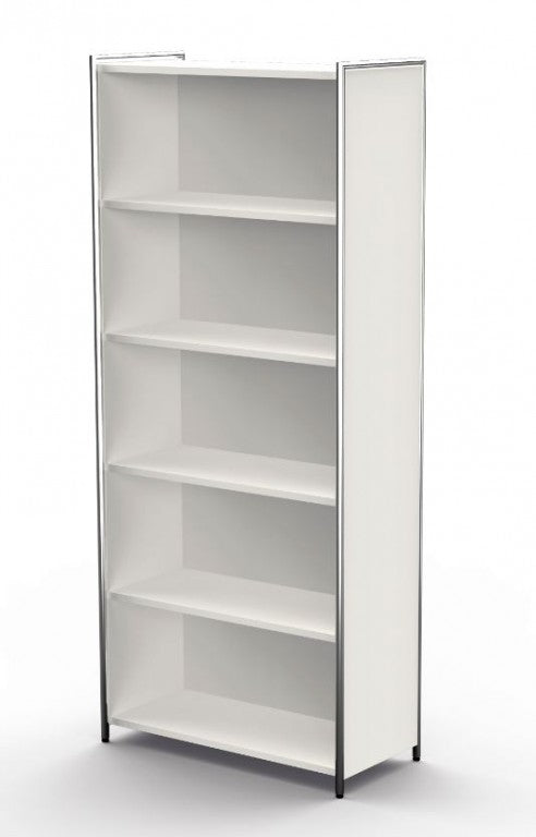 ARTLINE Kombischrank 5OH Aktenschrank Schrank Büroschrank Büroregal Weiß/Glas