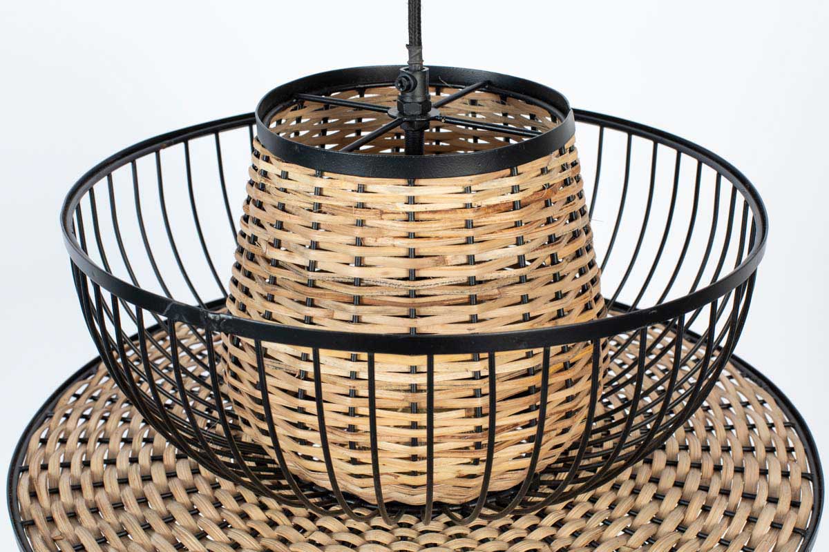 Carmen Hängelampe Ø40cm E27 Rattan / Schwarz - Voelpe