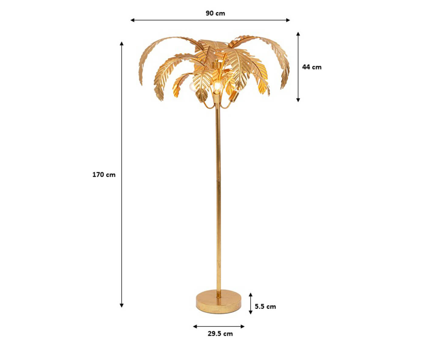 Stehlampe Leselampe Stehleuchte Palmera 170 cm Gold