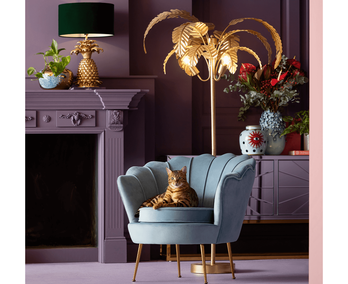 Stehlampe Leselampe Stehleuchte Palmera 170 cm Gold