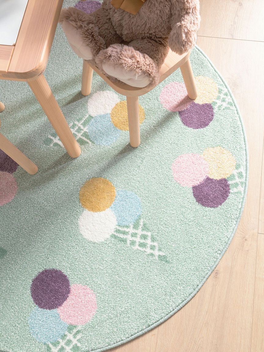 Kinderteppich rund Tommy Ø 120 cm rund Mehrfarb / Grün