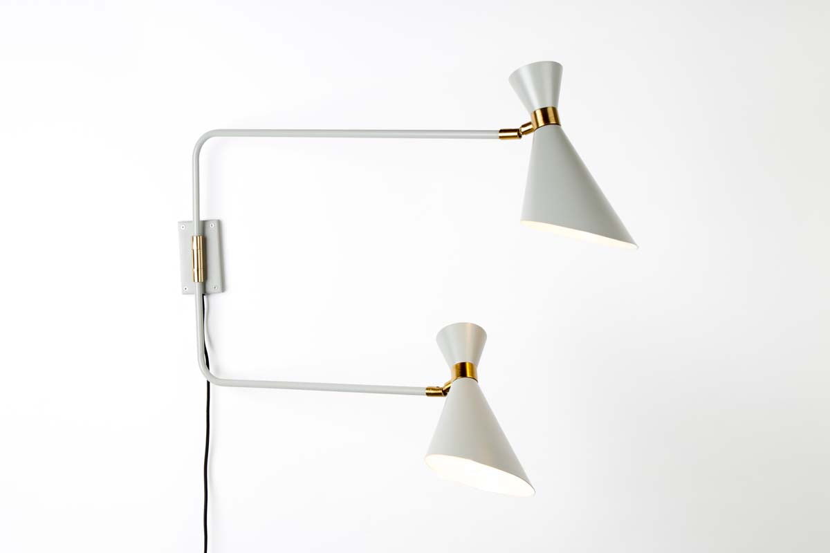 Shady Doppel-Wandlampe Grau - Voelpe