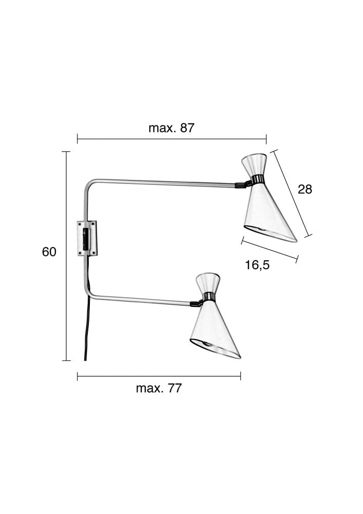 Shady Doppel-Wandlampe Grau - Voelpe