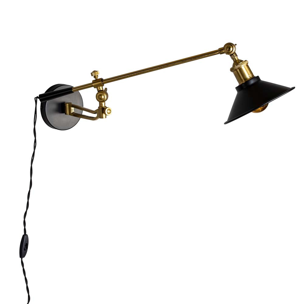 Penelope Wandlampe E27 Schwarz / Gold - Voelpe