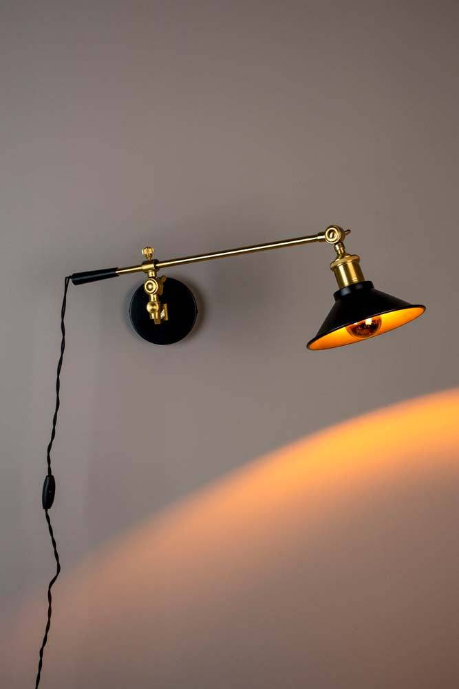 Penelope Wandlampe E27 Schwarz / Gold - Voelpe