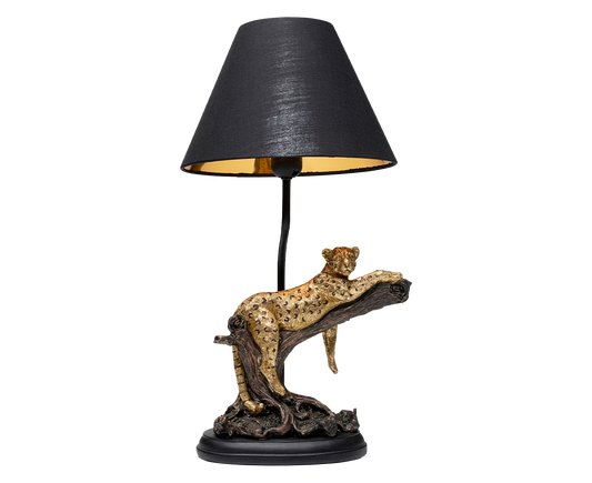 Tischlampe Designerlampe Tischleuchte Relax Leopard 50cm, Schwarz / Gold