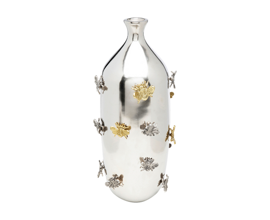 Vase Blumenvase Dekovase Bees 46 cm, Silver / Gold