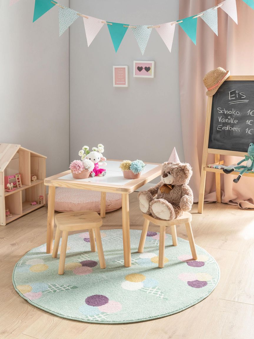 Kinderteppich rund Tommy Ø 120 cm rund Mehrfarb / Grün