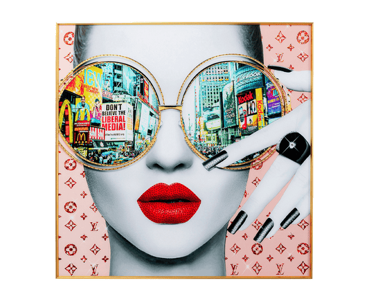 Glasbild Gerahmtes Bild Times Square View 120x120 cm