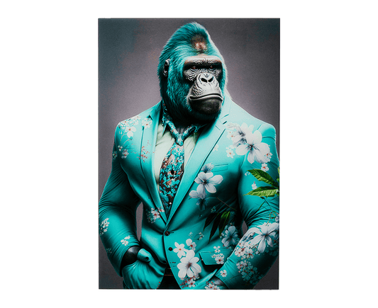 Glasbild Mister Gorilla Blau 60x90 cm