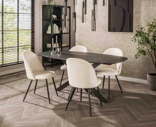 Esstisch 180 cm oval 3D Melamin Slate Stone