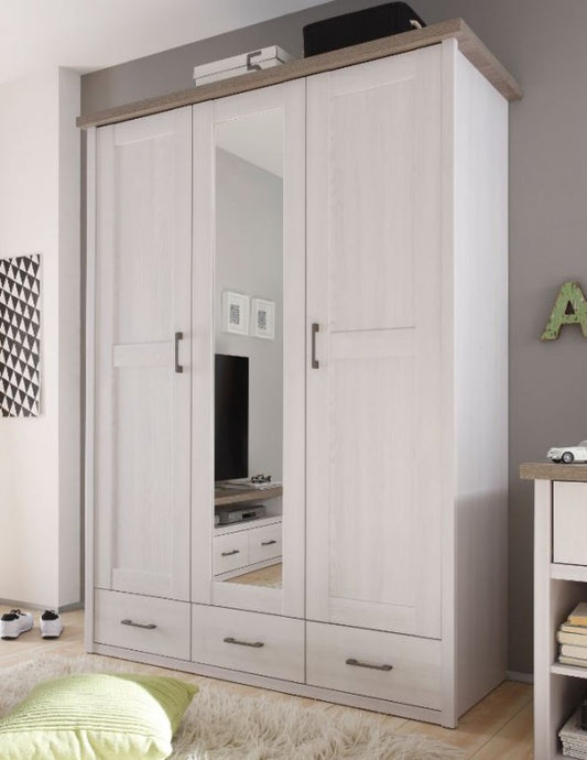 Luca Kleiderschrank Kinderkleiderschrank Jugendzimmer Schrank Pinie Weiß