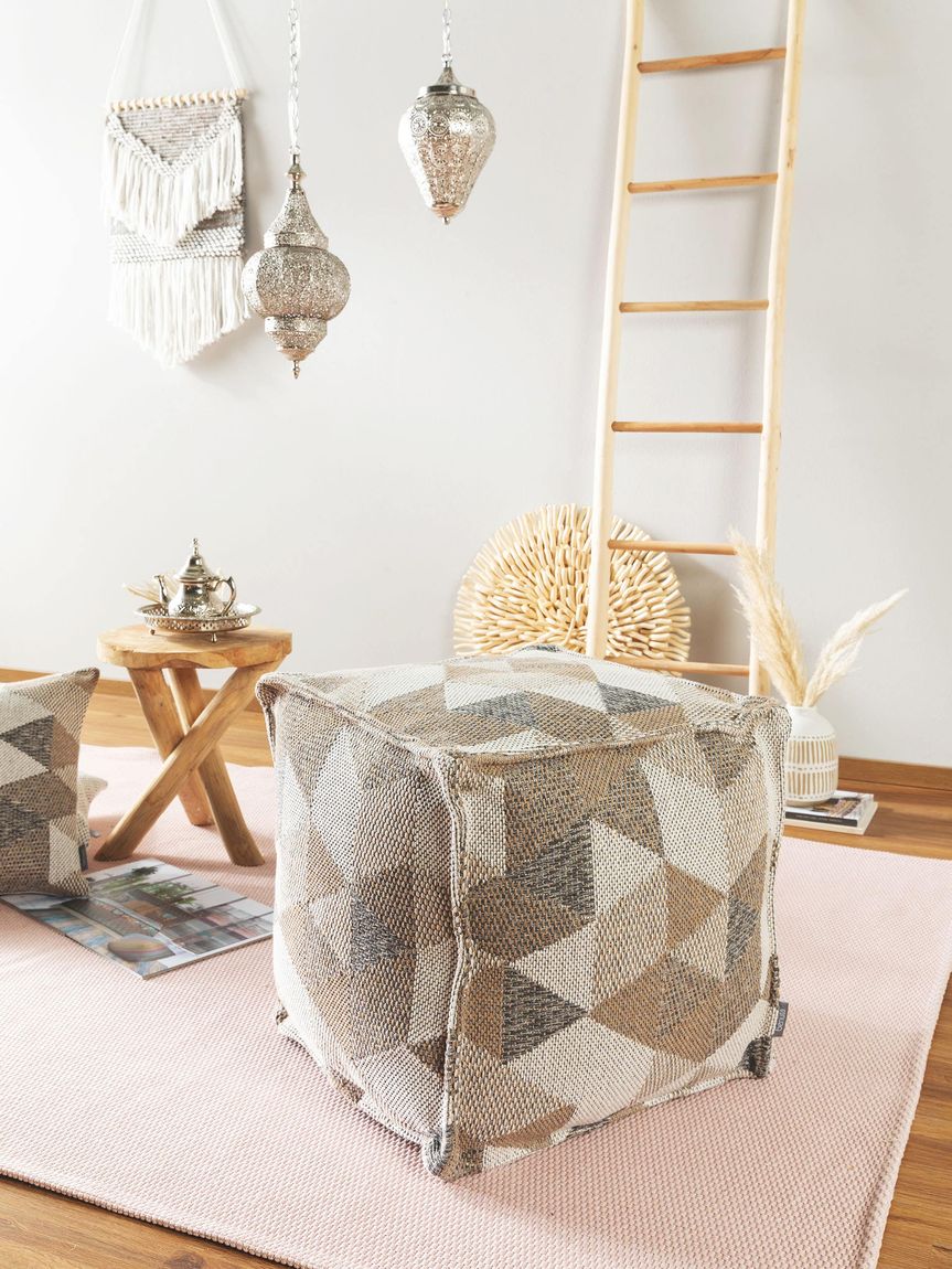Pouf Barca 50x50x50 cm Beige / Grau