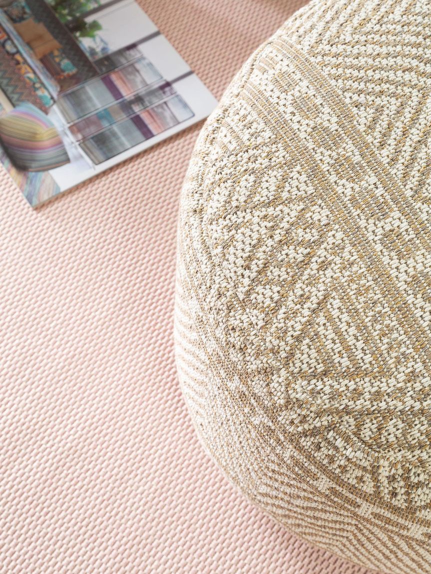 Pouf Naxos 55x55x35 cm Creame / Taupe