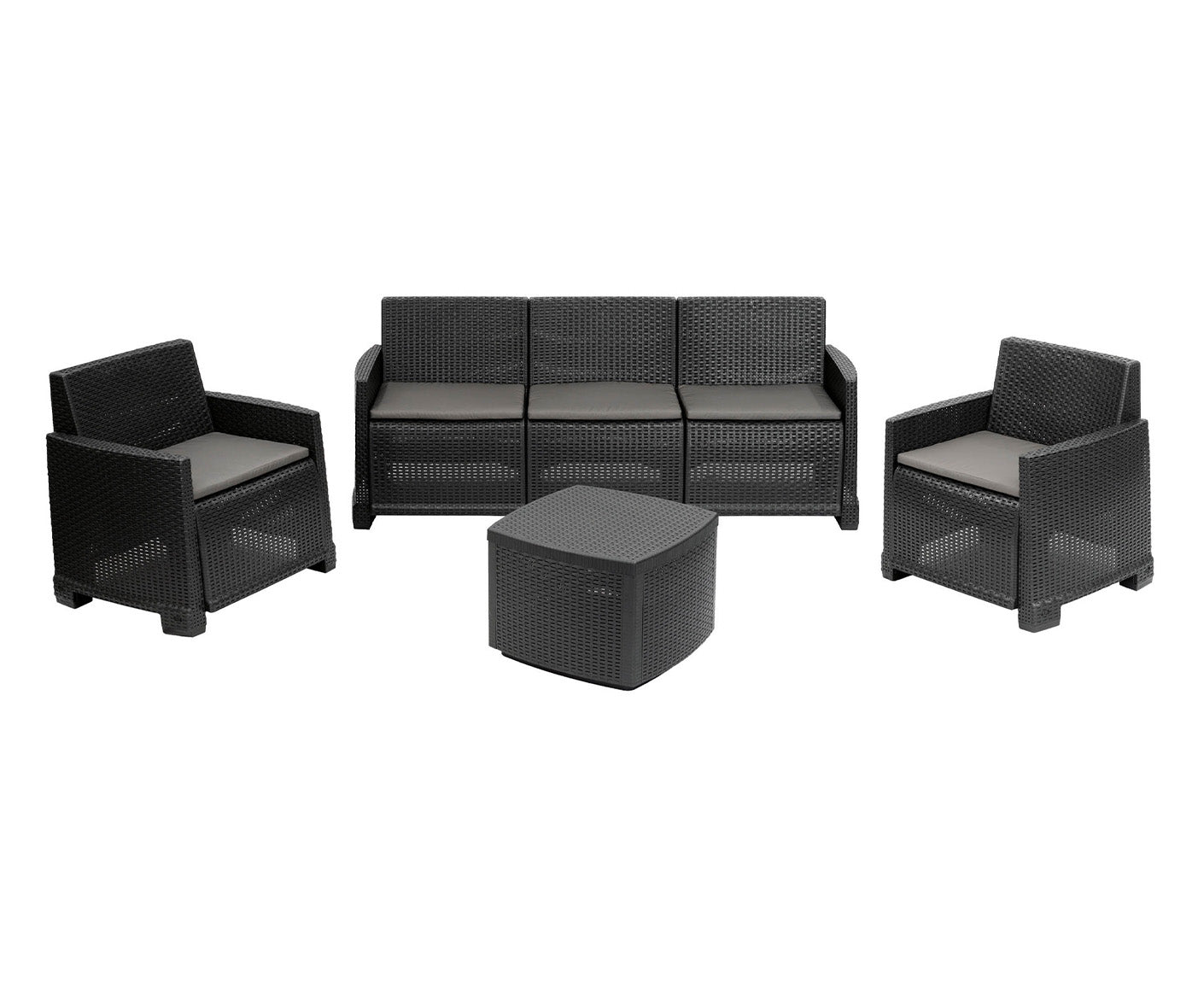 Lamon 5-tlg. Gartenmöbel-Set Rattan Anthrazit