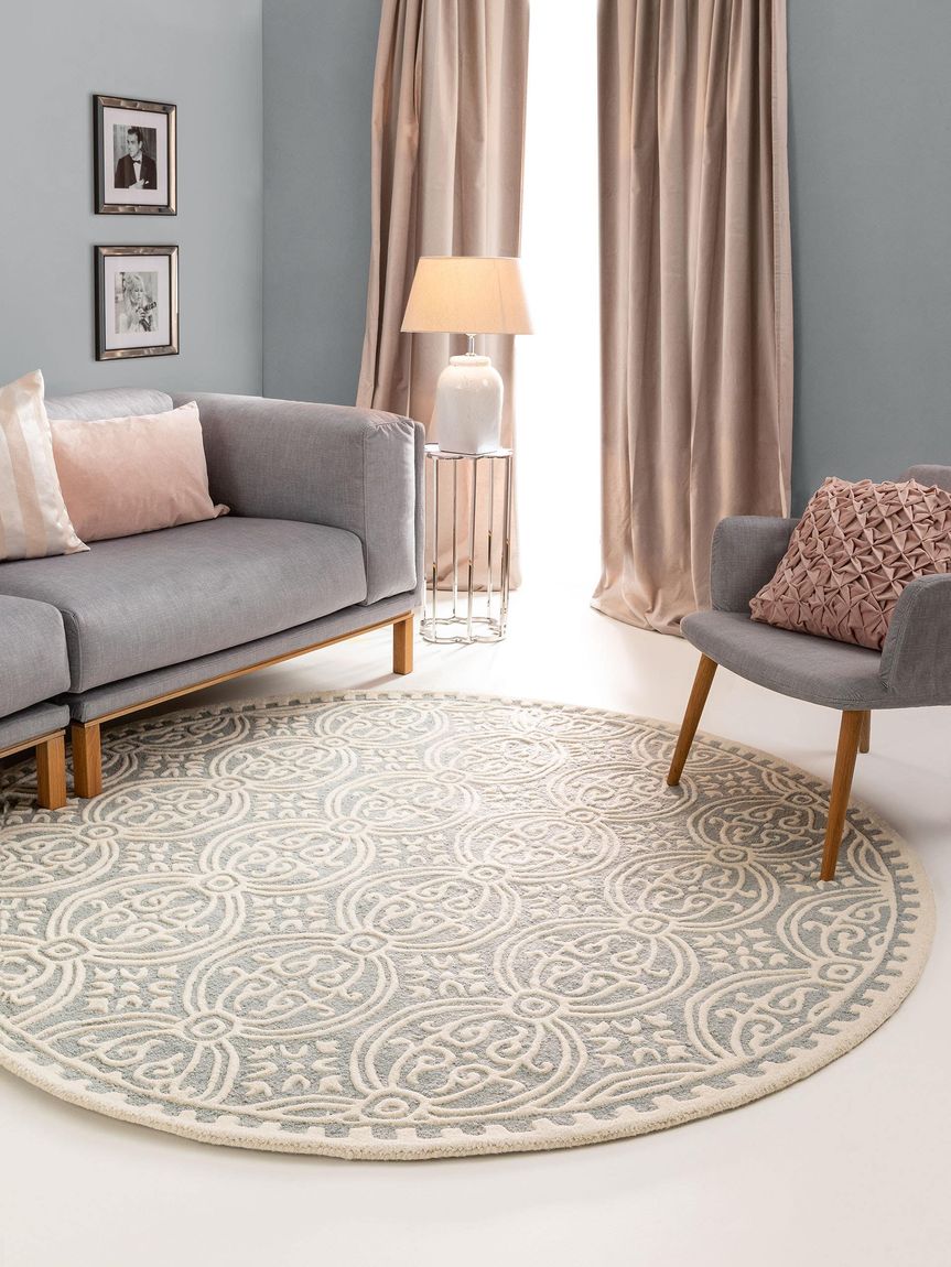 Wollteppich rund Windsor Hellblau