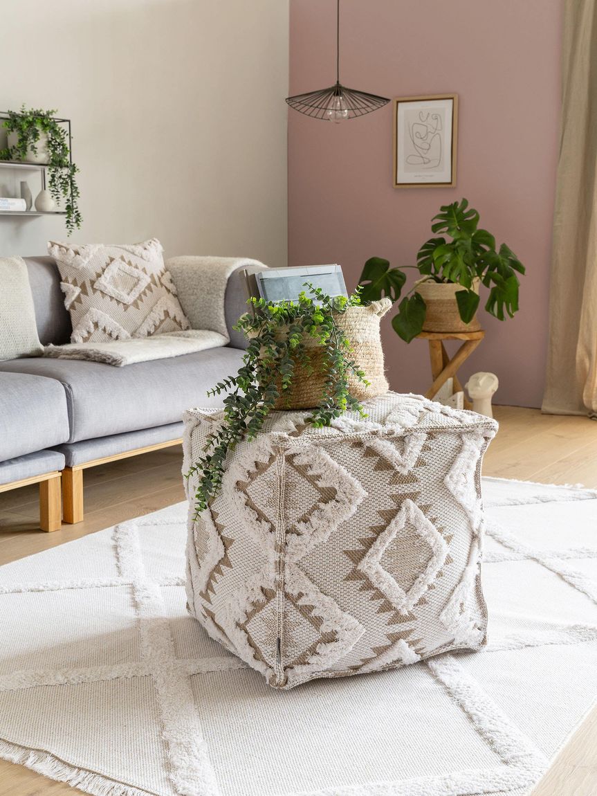 Pouf Osby 50x50x50 cm Creame / Taupe