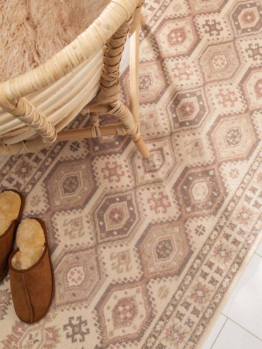 Läufer Folk 80x250 cm Beige / Rosa