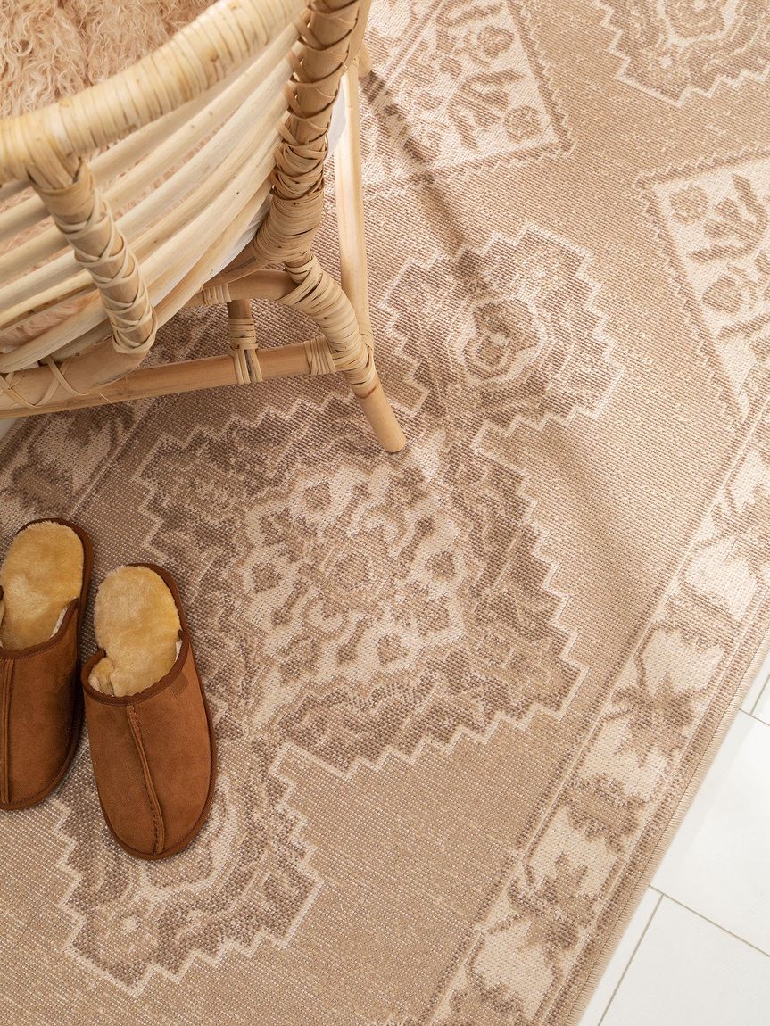 Läufer Folk 80x250 cm Creame / Taupe
