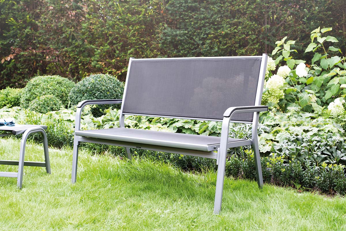 Kettler Basic Plus 2er Sitzbank Silber / Anthrazit