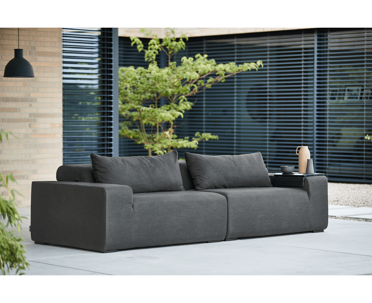 Kettler Royal Lounge Endteil Links Silber / Anthrazit Sunbrella