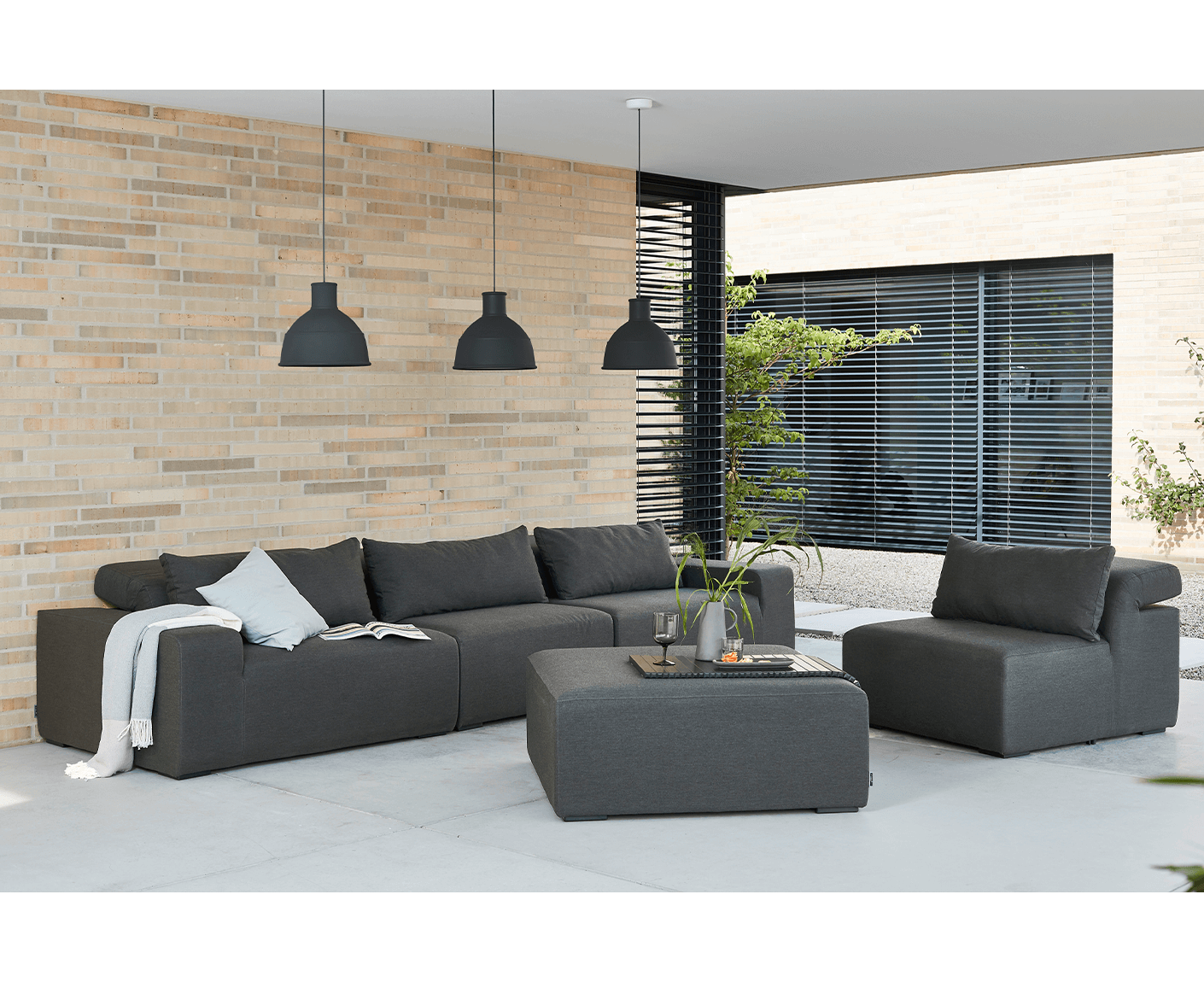 Kettler Gartenlounge Royal Garnitur Set 5-teilig, Outdoorsofa Sunbrella / Anthrazit