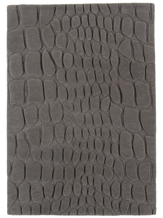 Wollteppich Croc 160x230 cm Grau
