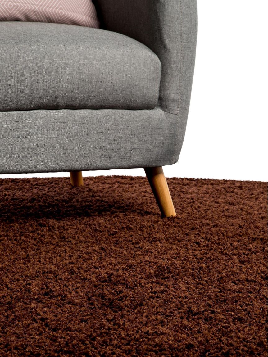 Hochflorteppich Swirls Ø 120 cm rund Braun
