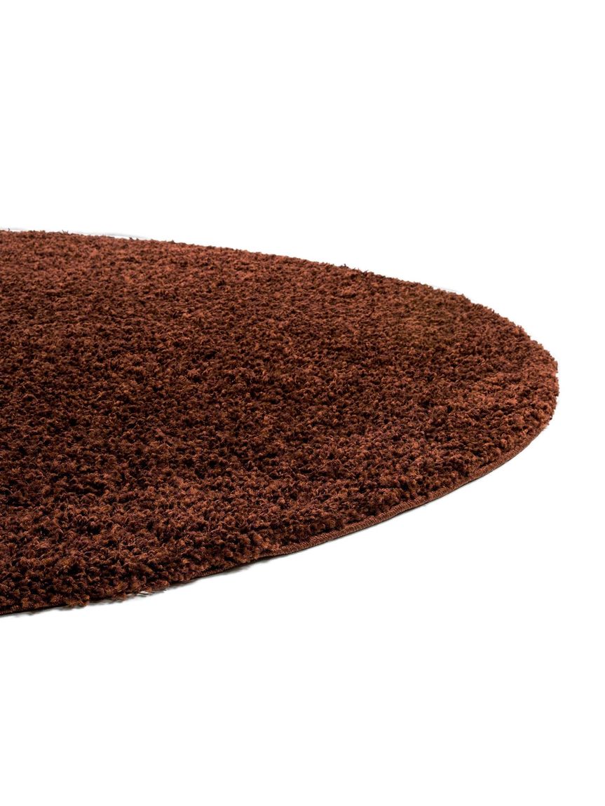 Hochflorteppich Swirls Ø 120 cm rund Braun