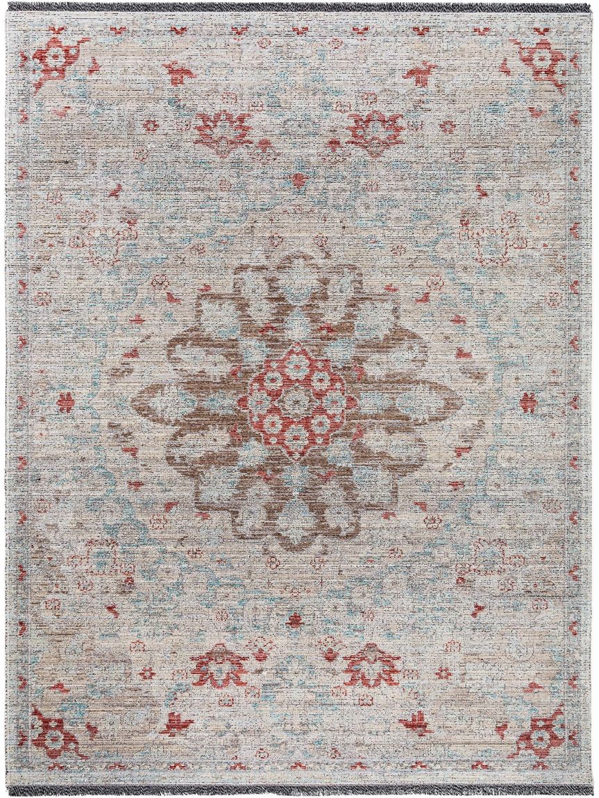Flachgewebeteppich Ian Grau / Blau
