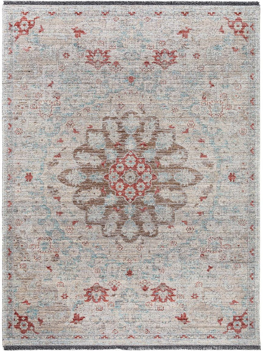 Flachgewebeteppich Ian Grau / Blau