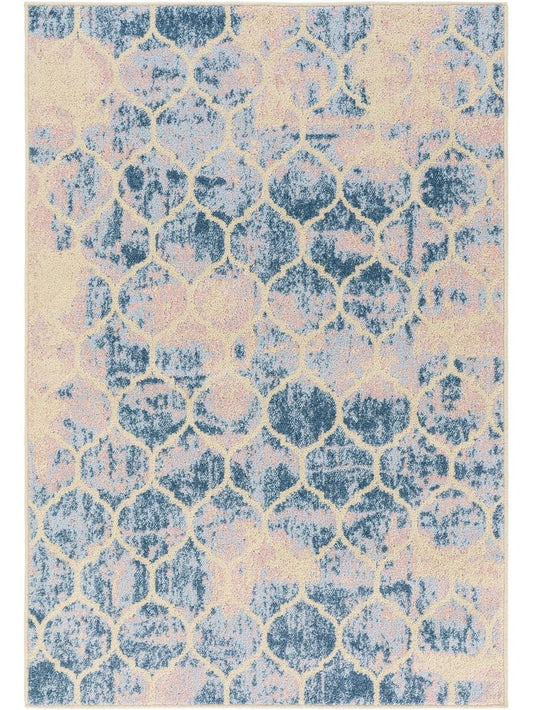 Teppich Zola Blau / Rosa