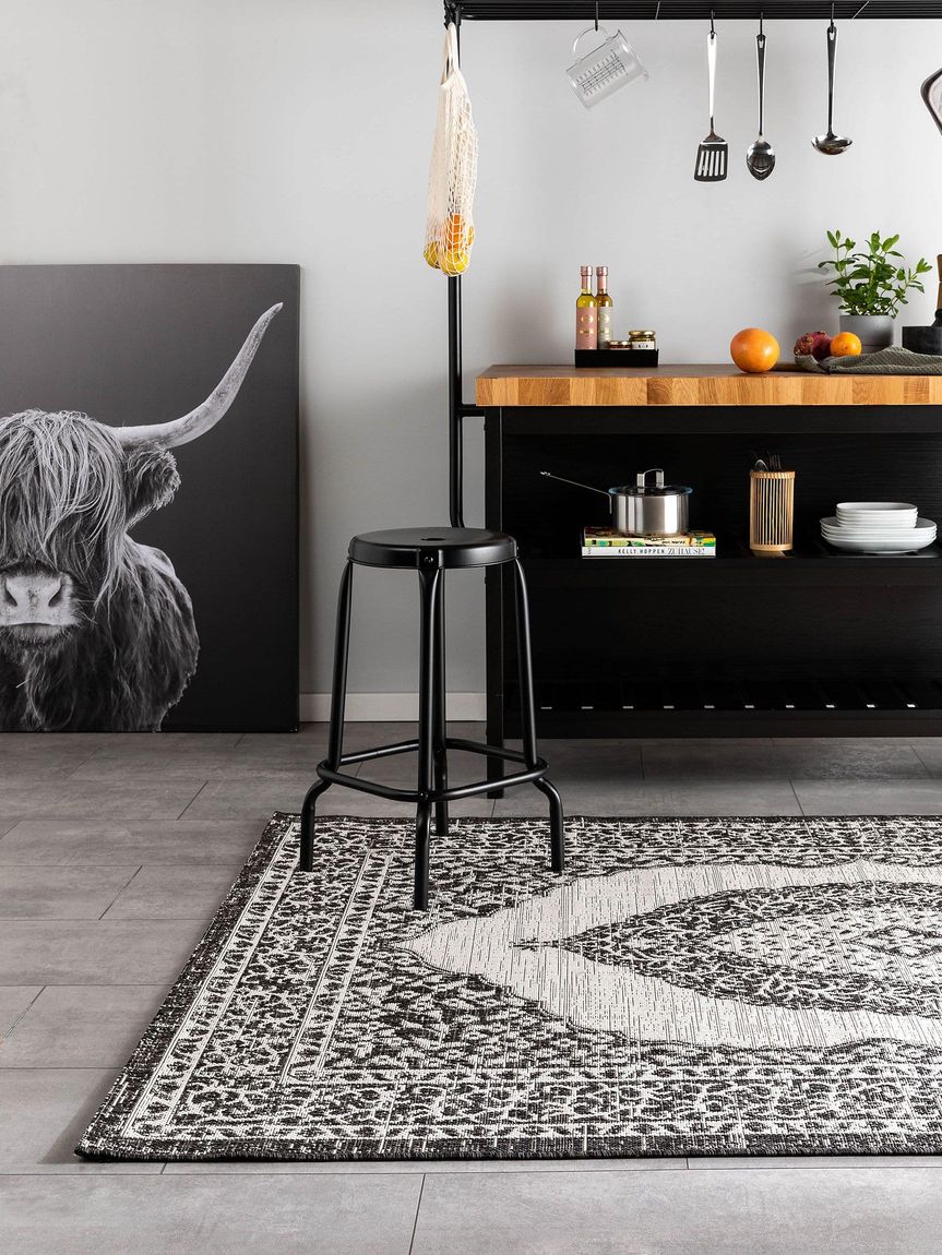 In- & Outdoor Teppich Cleo 80x150 cm Weiß / Schwarz