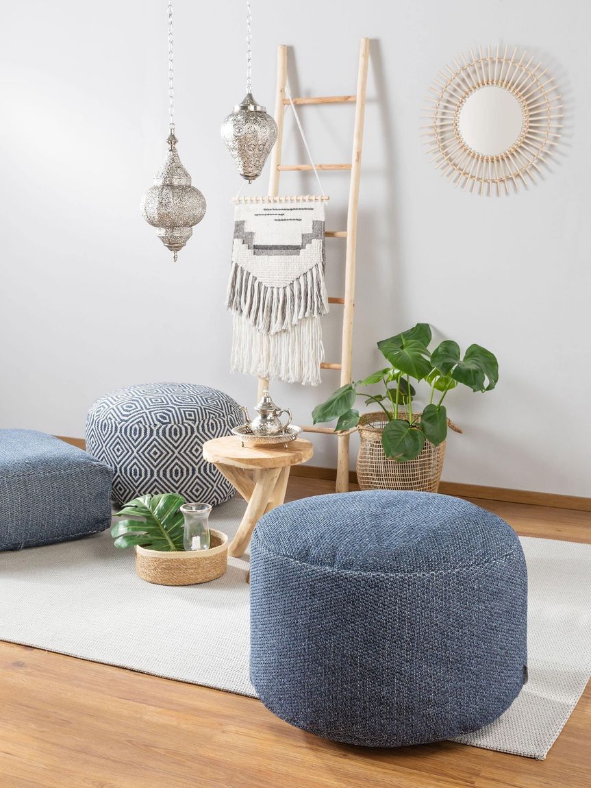 Pouf Bora 55x55x35 cm Blau