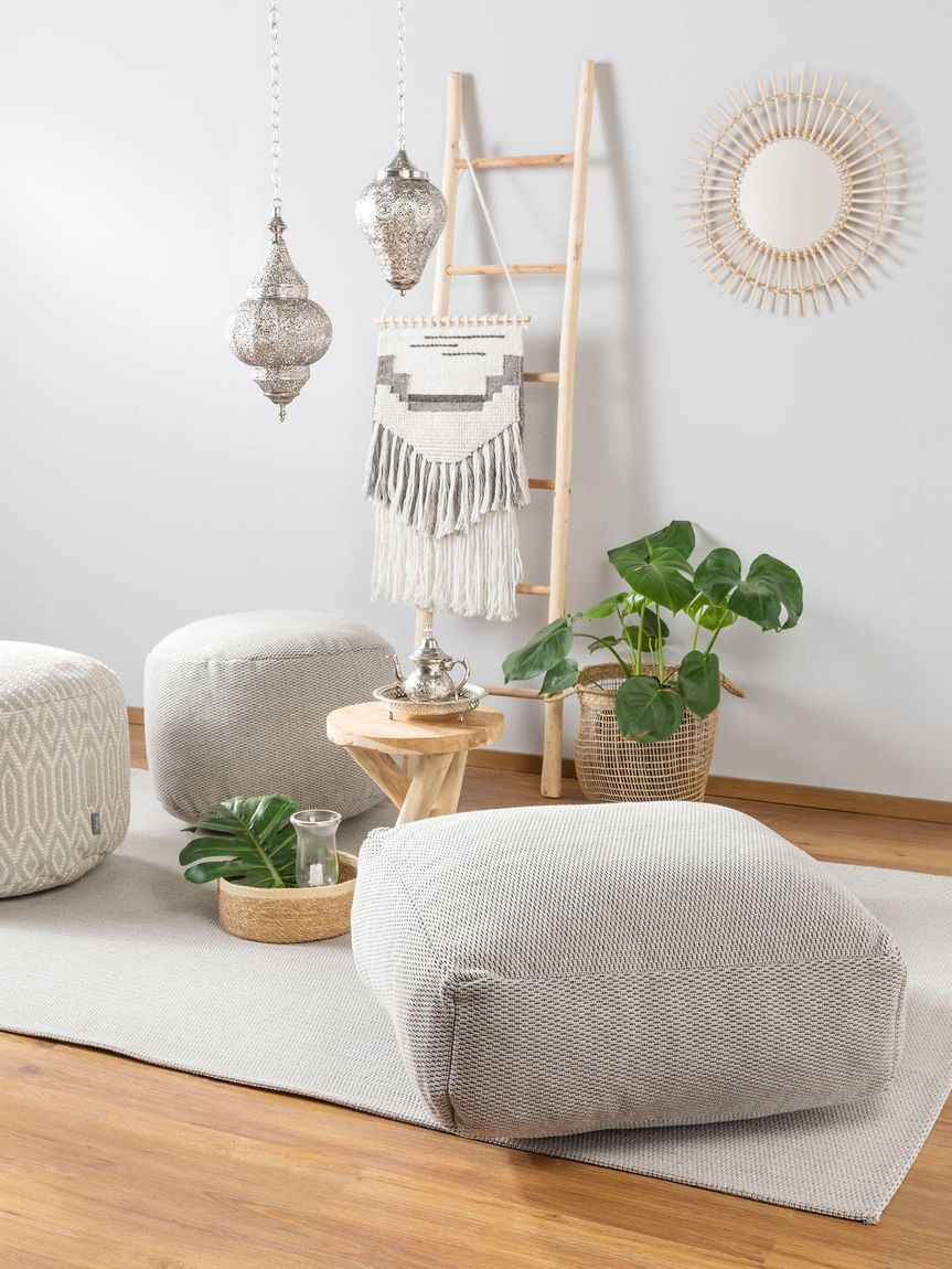 Pouf Bora 68x68x25 cm Hellgrau