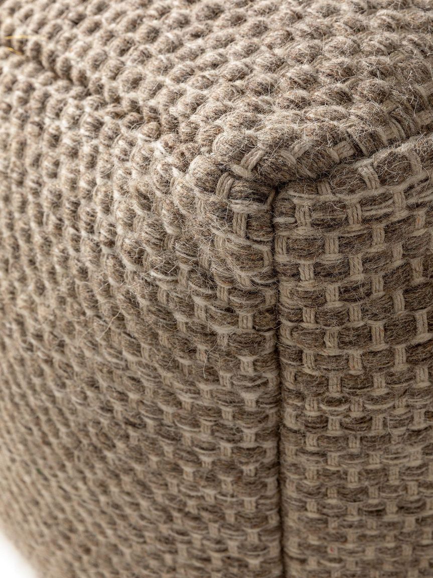 Handgefertigter Woll-Pouf Rocco 45x45x45 cm Taupe - Voelpe