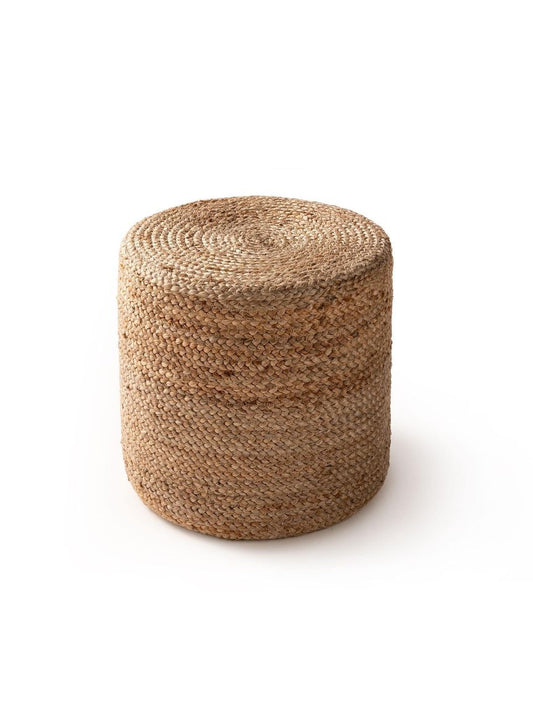 Handgefertigter Jute-Pouf Jutta 40x40x40 cm Hellbraun - Voelpe