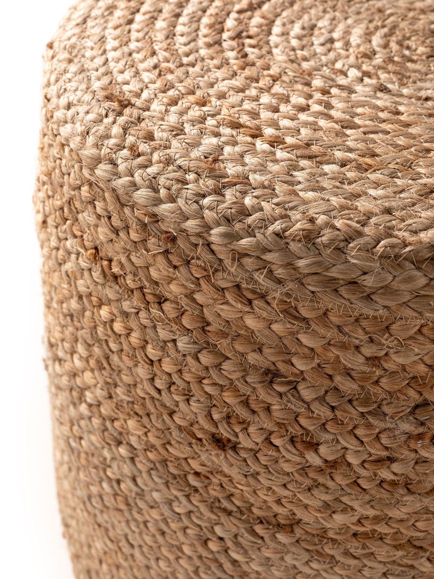 Handgefertigter Jute-Pouf Jutta 40x40x40 cm Hellbraun - Voelpe