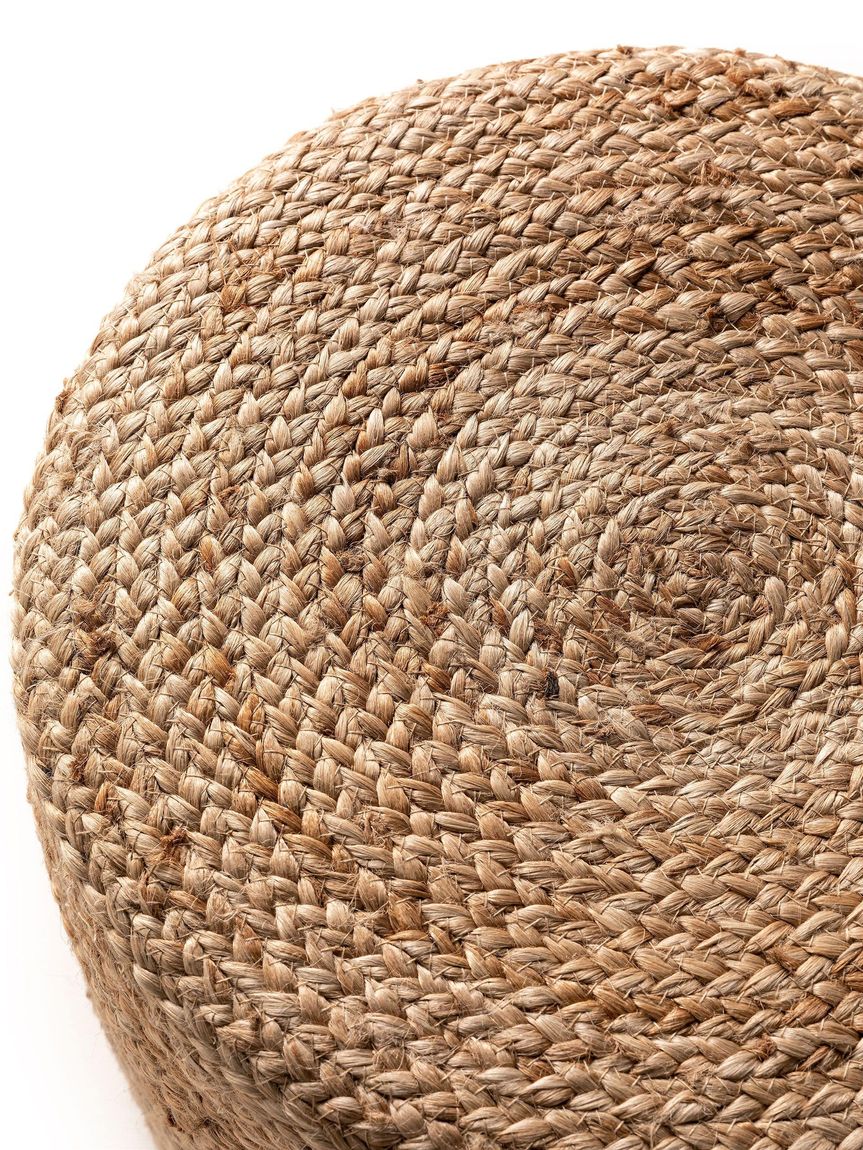 Handgefertigter Jute-Pouf Jutta 40x40x40 cm Hellbraun - Voelpe