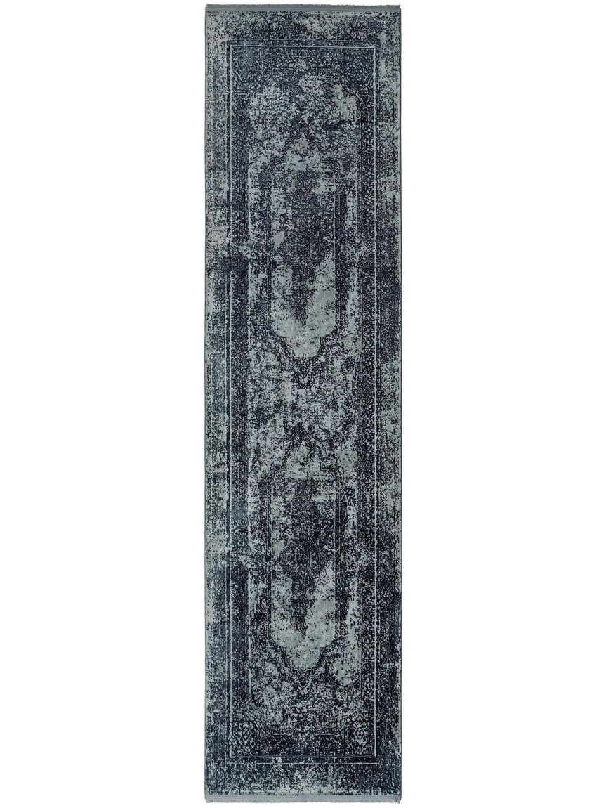 Viskoseteppich Läufer Zaza 80x300 cm Blau Grau