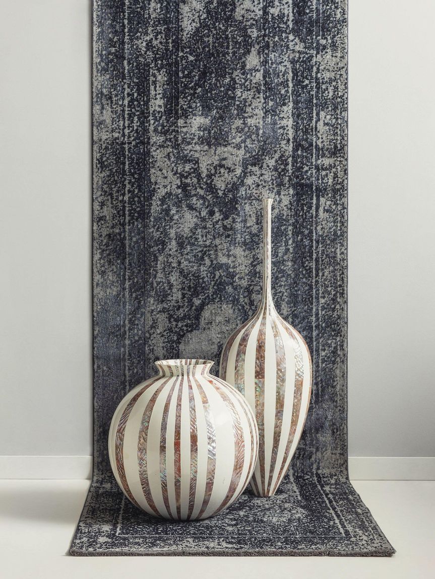 Viskoseteppich Läufer Zaza 80x300 cm Blau Grau