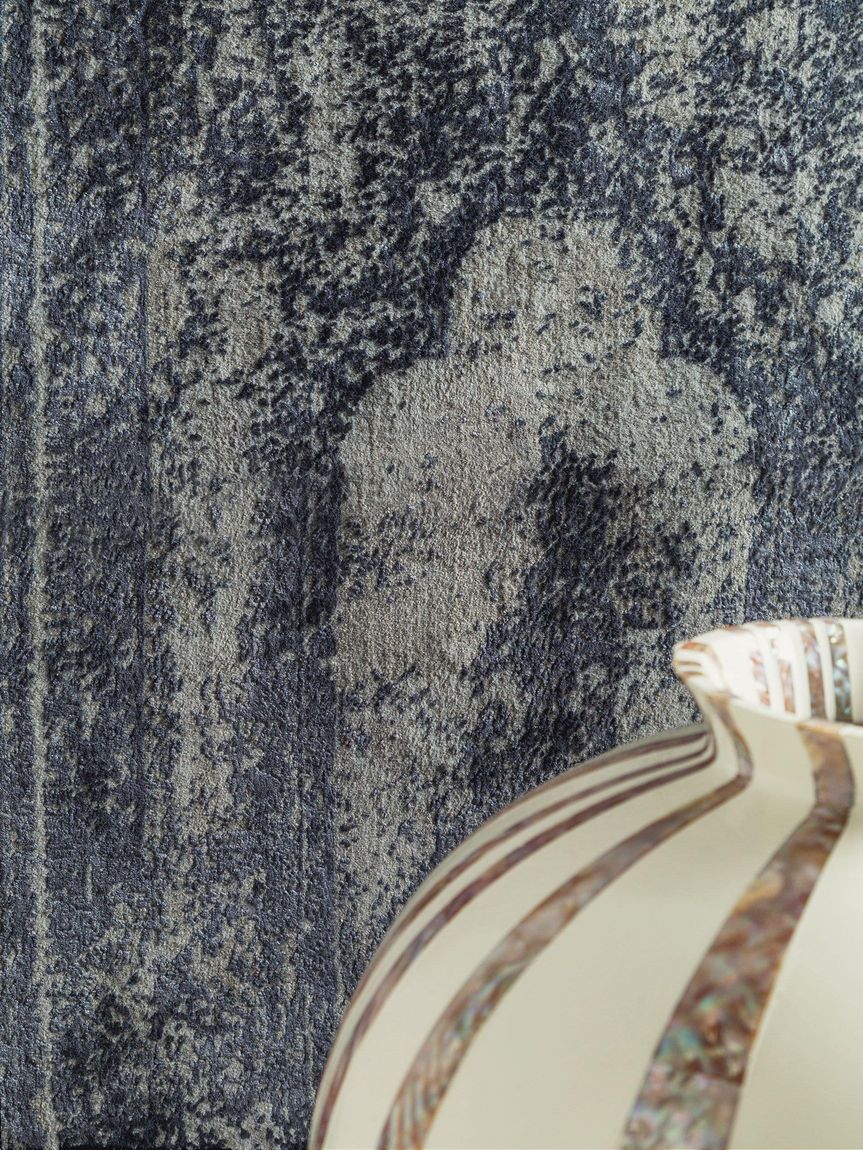 Viskoseteppich Läufer Zaza 80x300 cm Blau Grau