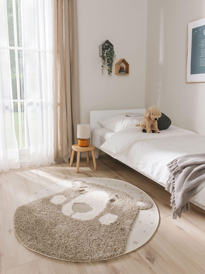 Kinderteppich Carlo Ø 120 cm rund Creame / Taupe