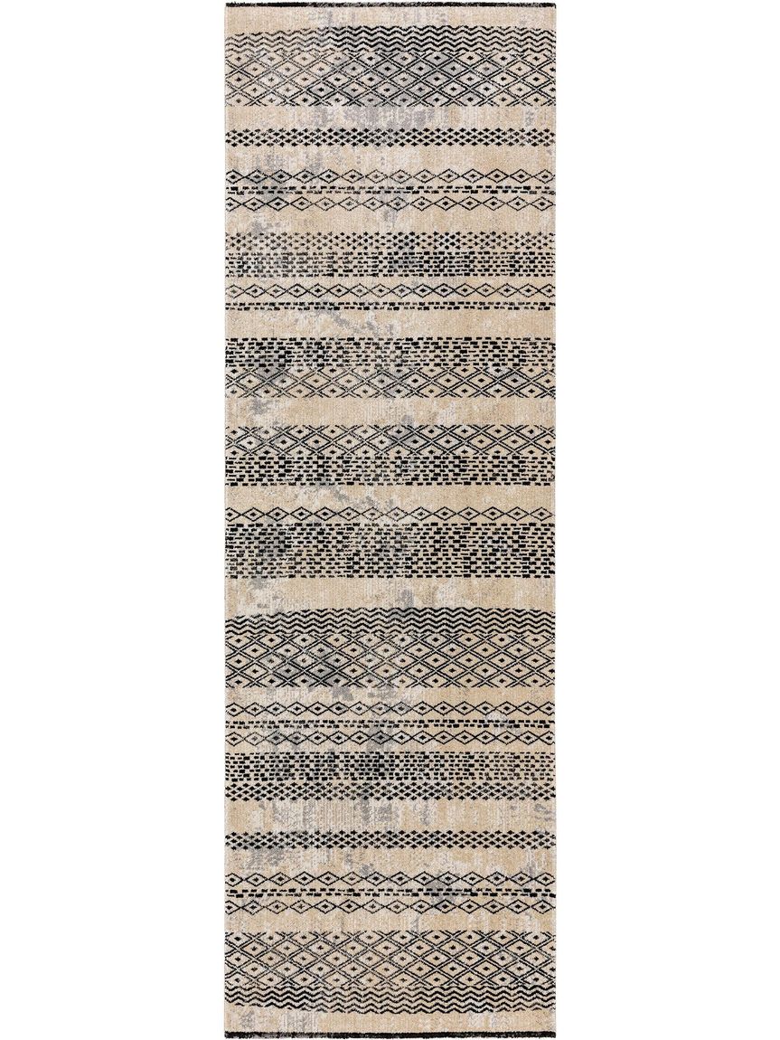 In- & Outdoor Teppich Läufer Jerry 80x240 cm Schwarz / Weiß