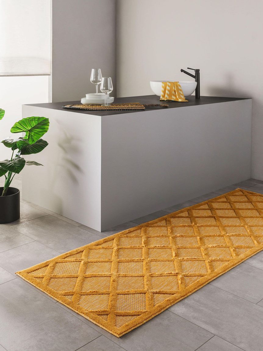 In- & Outdoor Teppich Bonte Läufer 75x220 cm Gelb
