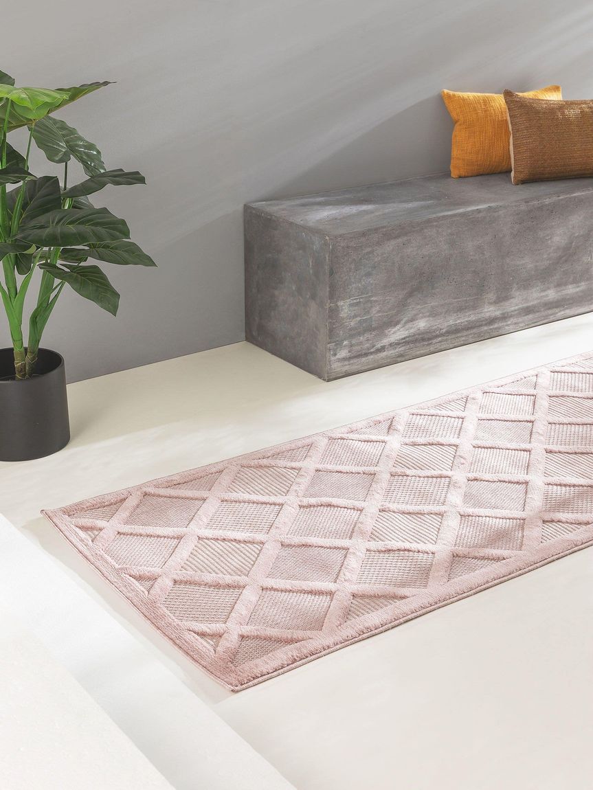 In- & Outdoor Teppich Bonte Läufer 75x220 cm Rosa