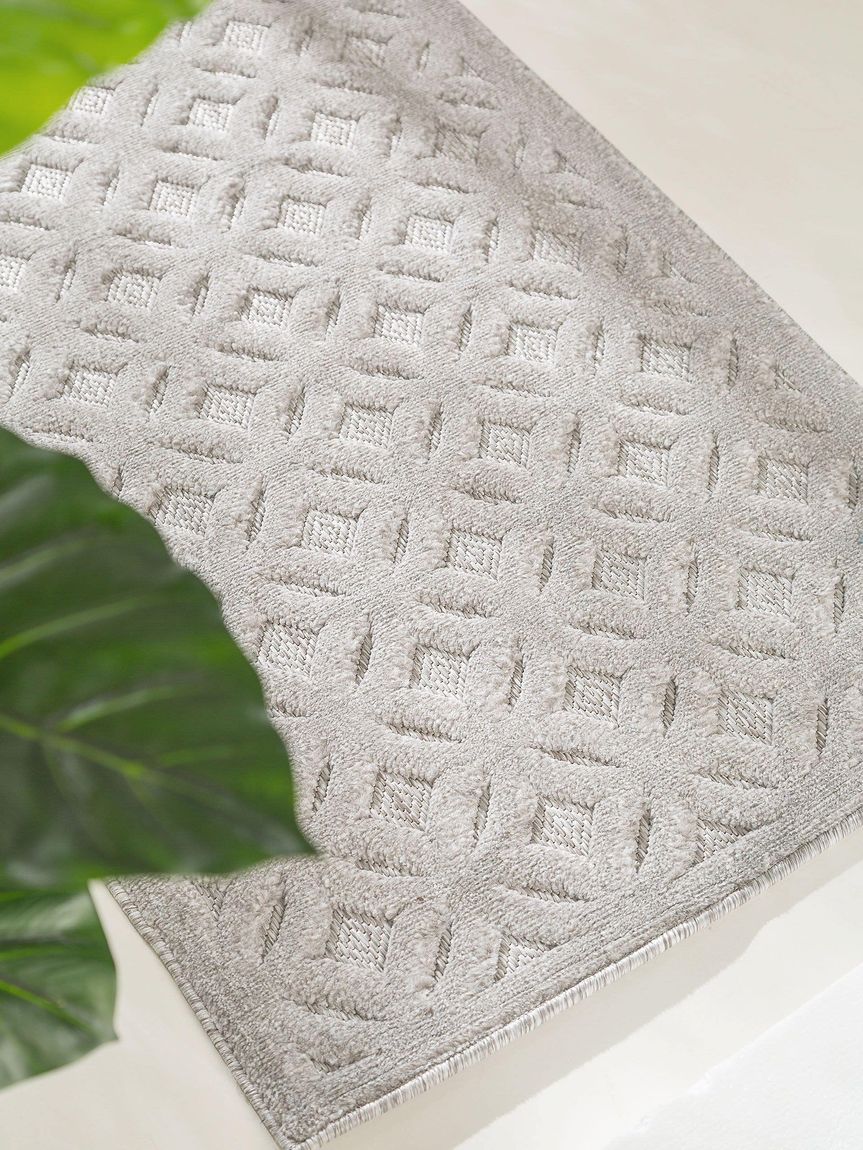 In- & Outdoor Teppich Läufer Bonte 75x220 cm Hellgrau